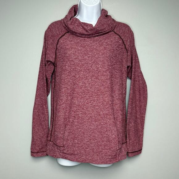 Lululemon Rulu Make A Move Red Grape Cowl Neck Long Sleeve Pocket Pullover Sz 6 - Picture 1 of 3